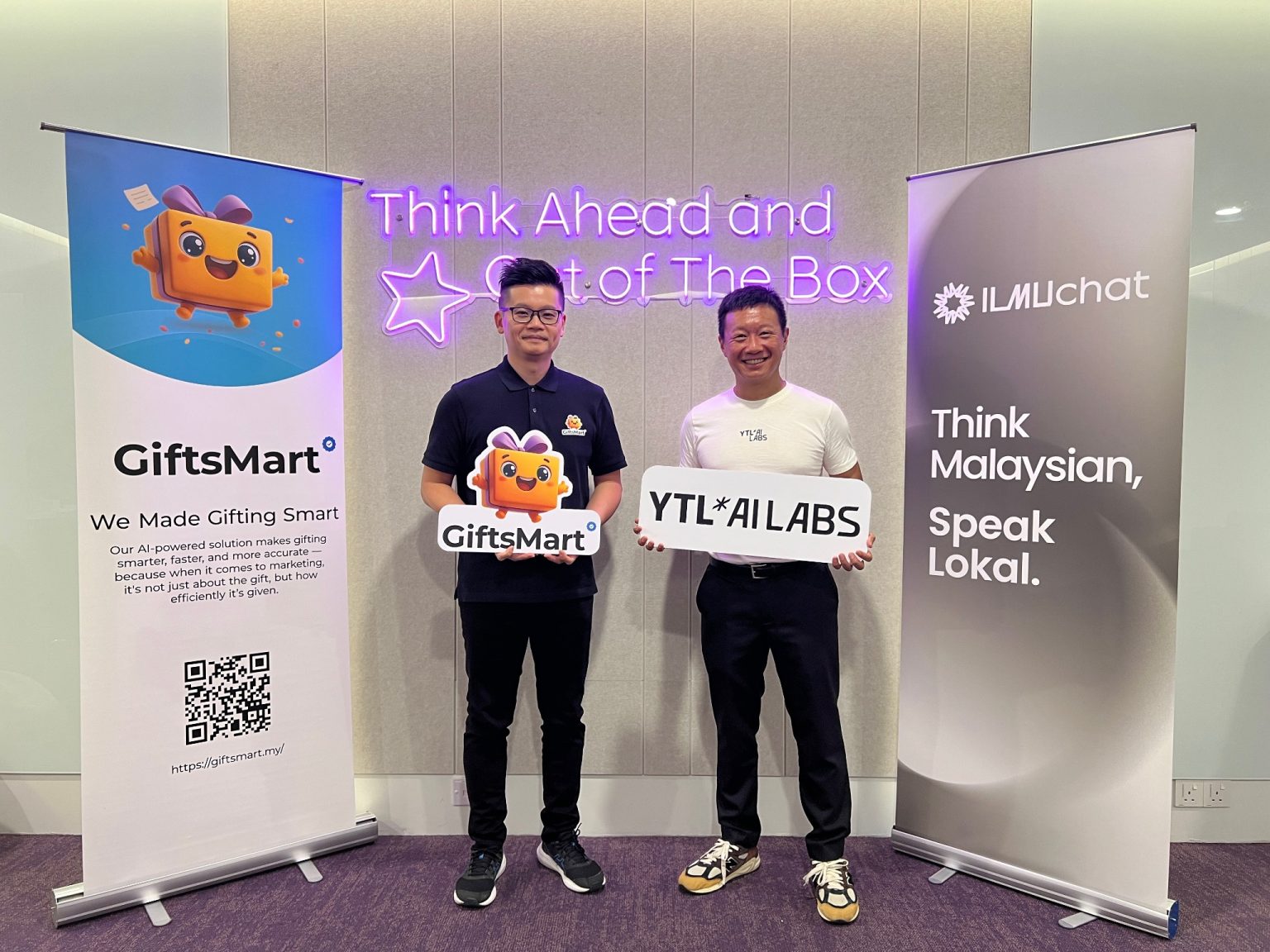 J&C Pacific CEO CK Lee and YTL AI Labs CEO Foong Chee Mun at the GiftsMart x ILMU partnership announcement